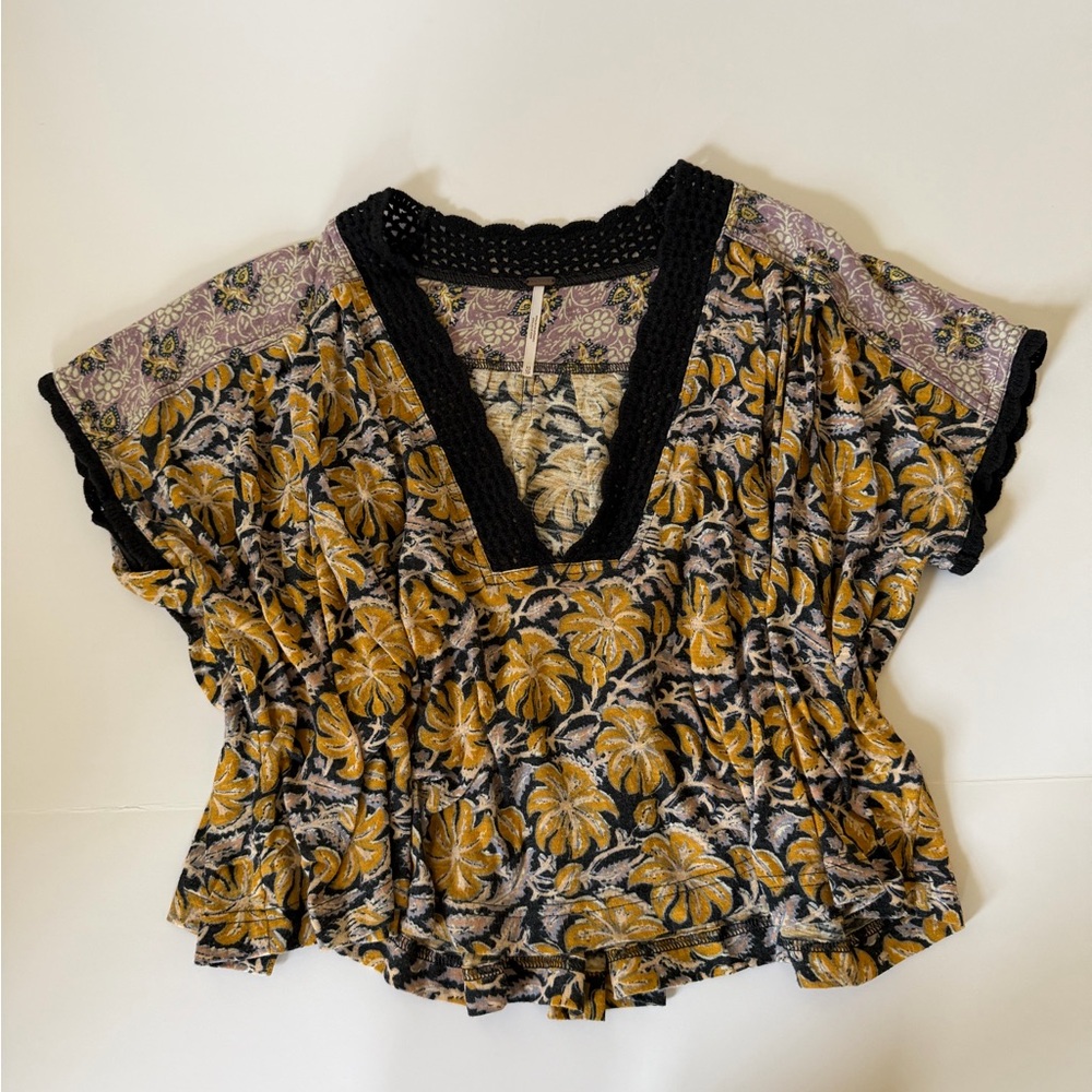 Free People Boxy Floral Crop Top